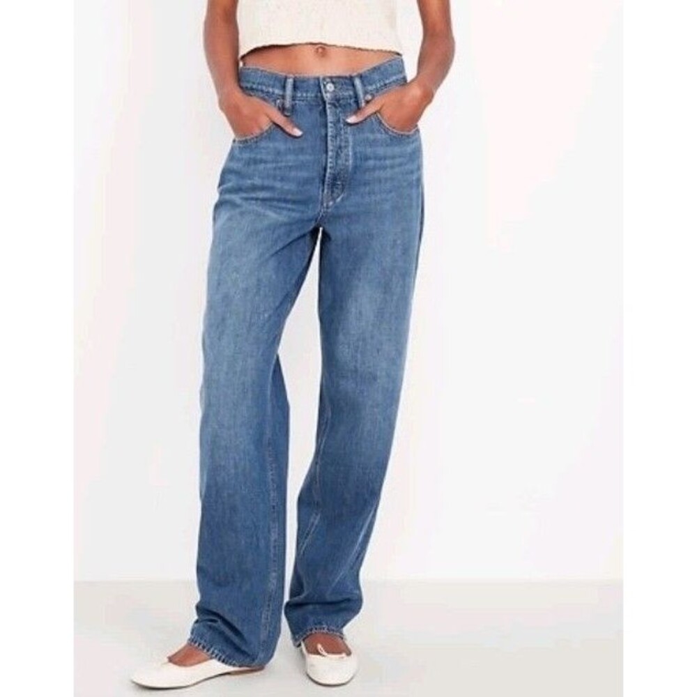 NWT Women's Old Navy Button Fly Slouchy Straight Jeans Size 10P